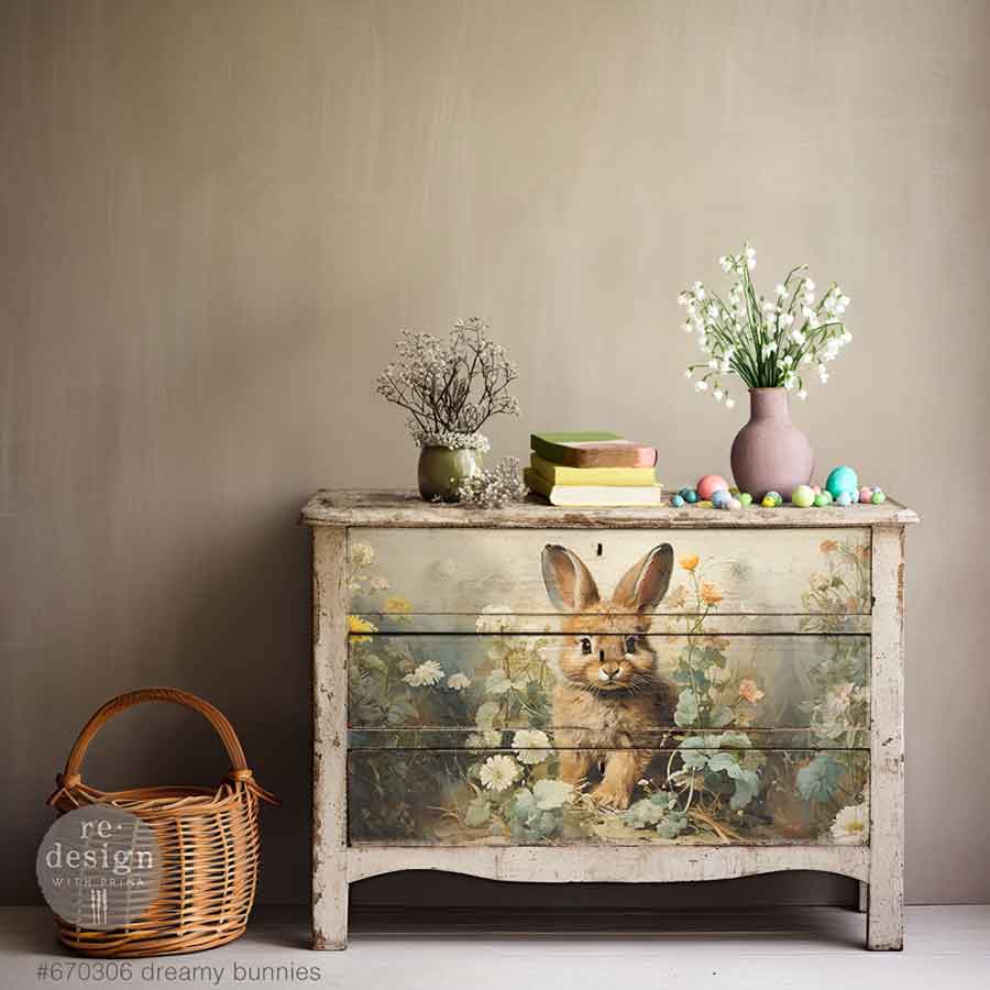 Prima Redesign Decoupage Decor Tissue Paper - Dreamy Bunnies