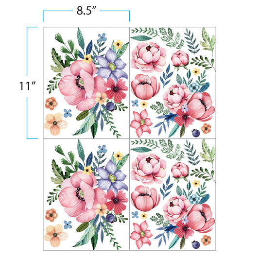 Prima Infusible Heat Transfers - 8.5" x 11" - Enchanting Bouquet 4 Sheets
