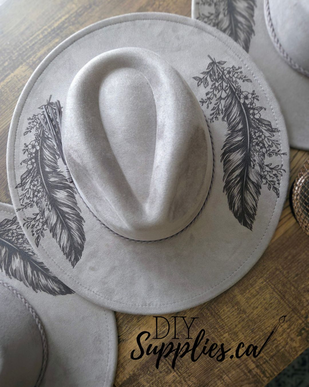 Floating Feathers - Burnt & Brushed Art Hat