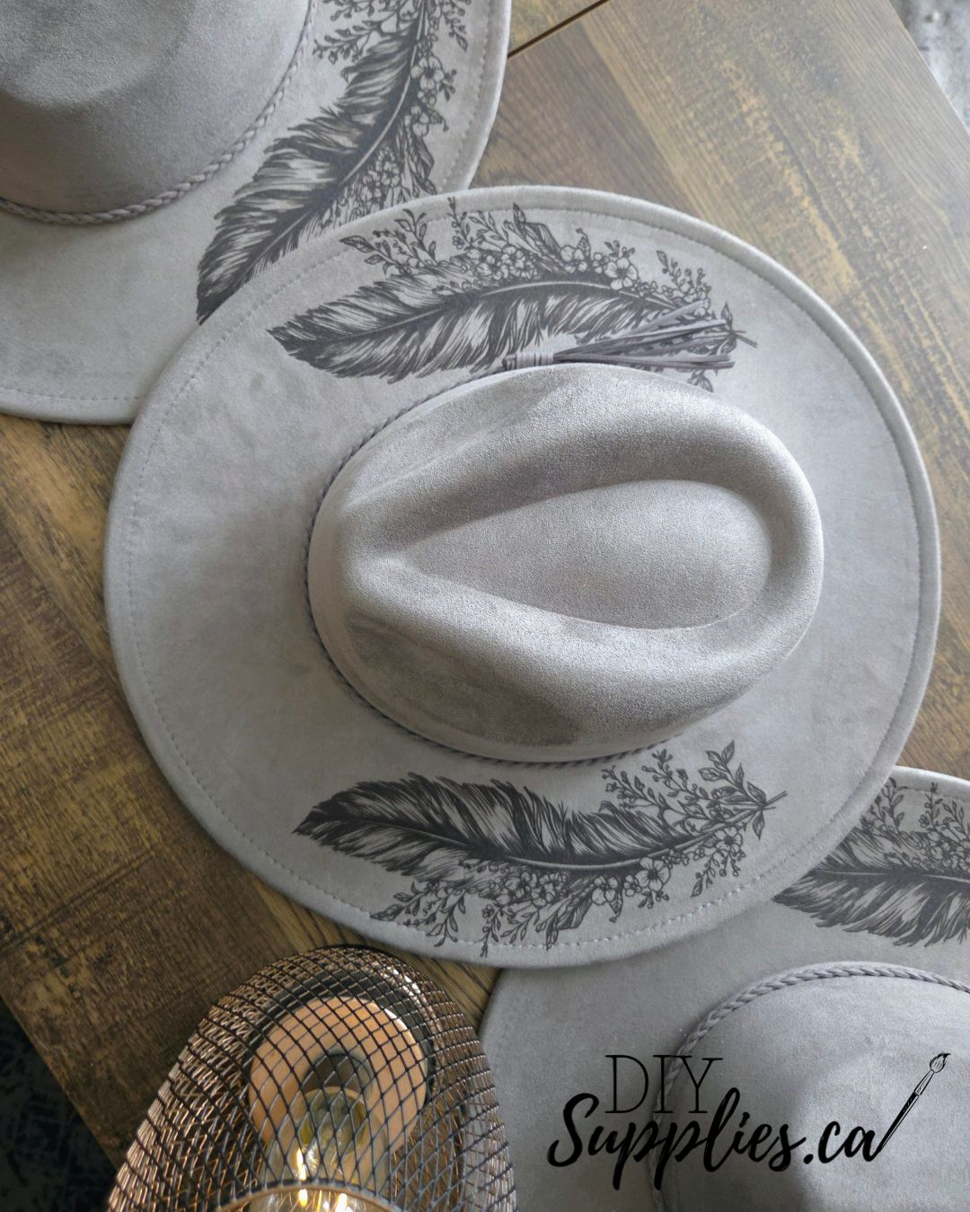 Floating Feathers - Burnt & Brushed Art Hat