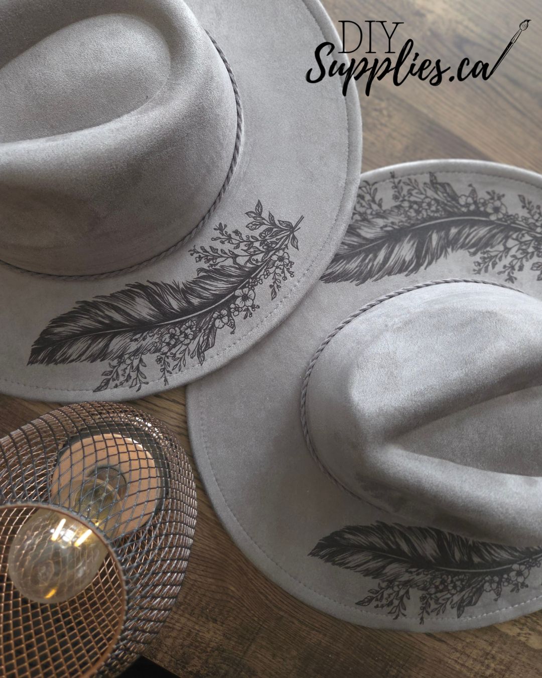 Floating Feathers - Burnt & Brushed Art Hat