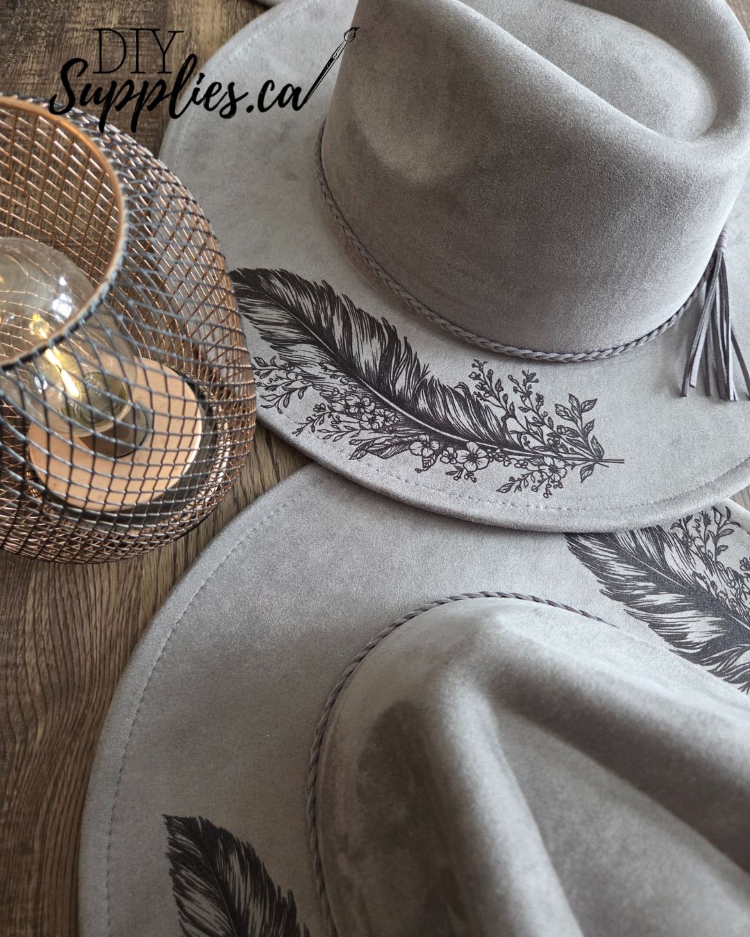 Floating Feathers - Burnt & Brushed Art Hat