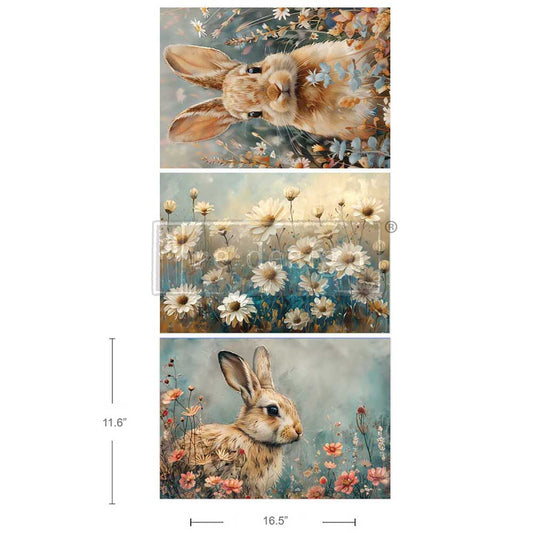 Prima Redesign Decoupage Decor Tissue Paper Pack - Garden Bunny Tales