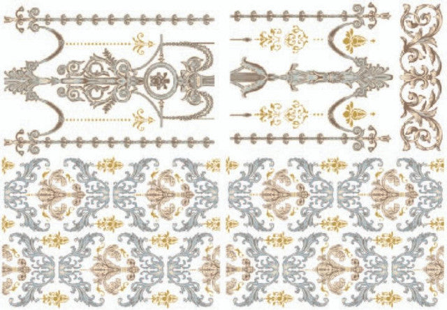 Belles and Whistles Water Slide Transfer - Gilded Damask