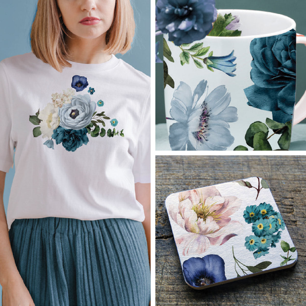 Prima Infusible Heat Transfers - 8.5" x 11" -Indigo Garden 4 Sheets