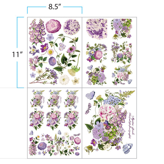 Prima Infusible Heat Transfers - 8.5" x 11" - Lavender Romance 4 Sheets