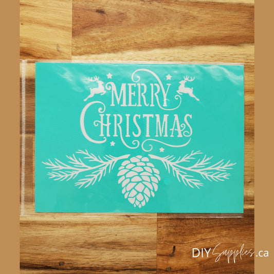 Adhesive Silk Screen Mini Stencil 5 x 7 -Merry Christmas