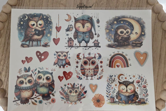 Water Transfer -Night Owls 8.5 x 11  Transfer Sheet