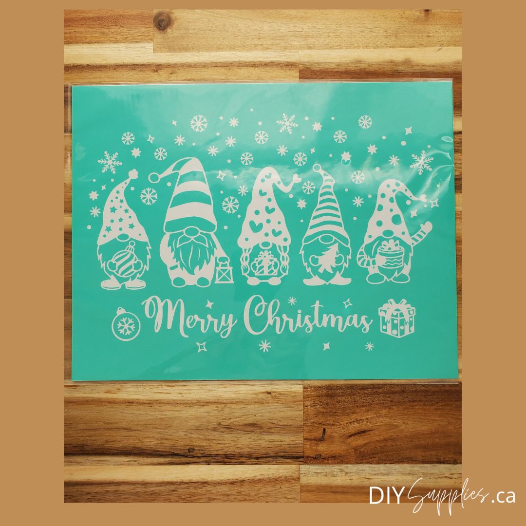 Adhesive Silk Screen Stencil - Merry Christmas Gnomes