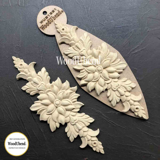 Pack of Two Flower Leaf Pediments WUB1221 10x26cm SKU