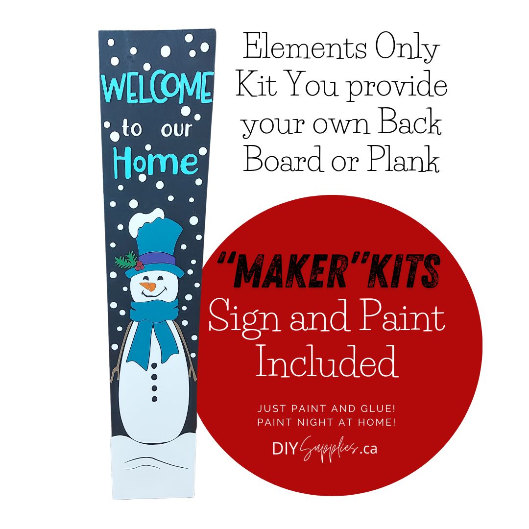 "Maker" Kit - "Snowy Welcome" Porch Leaner Sign Kit Elements Unpainted