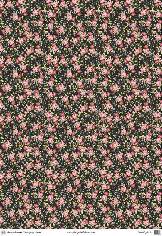 Belles and Whistles A1 Rice Decoupage Paper - Peony Pattern