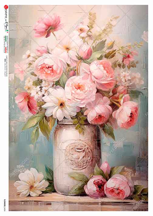 Paper Designs - A3 Pink Bouquet Mason Jar