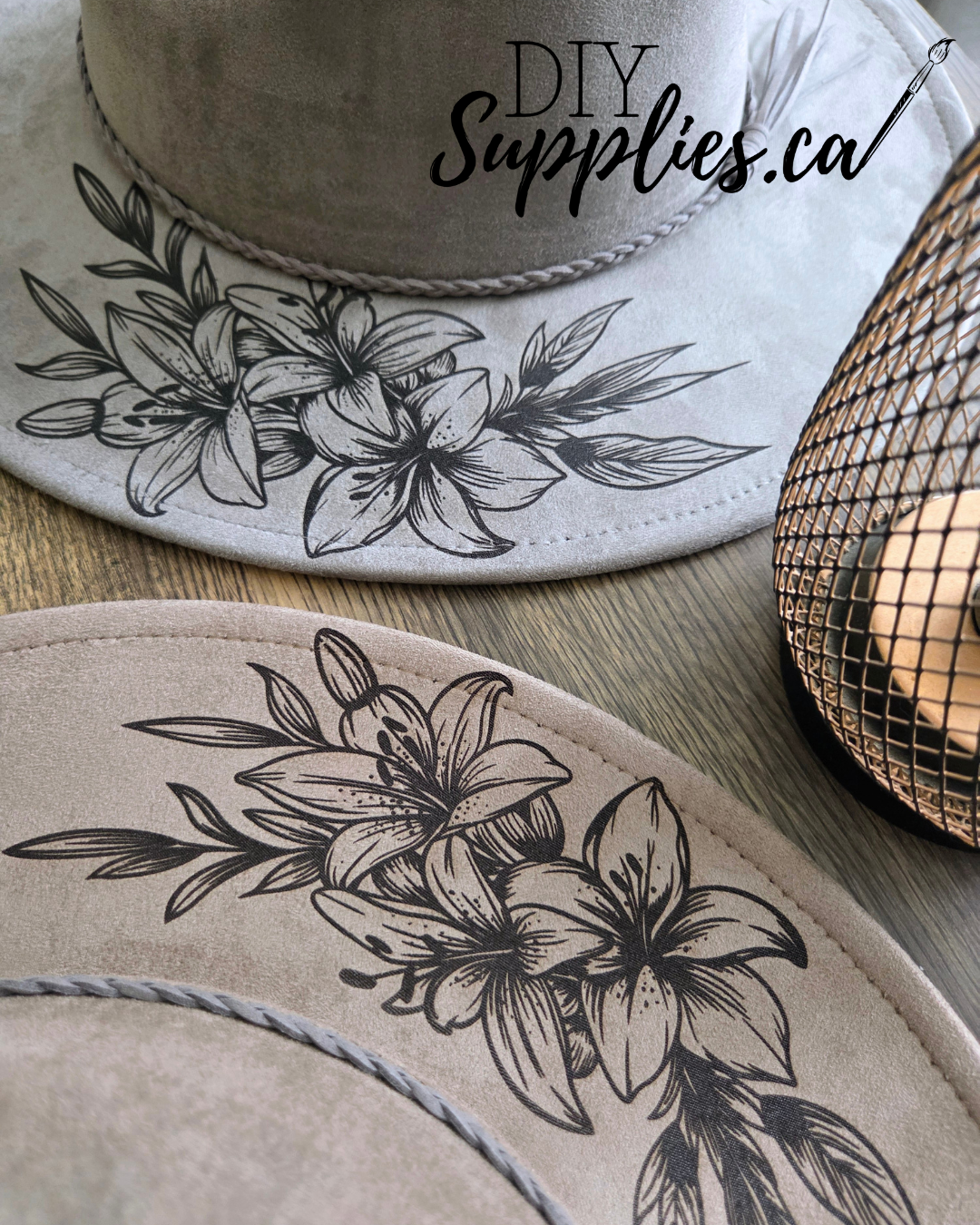 Lovely Lilies Cowgirl Hat - Burnt & Brushed Art Hat