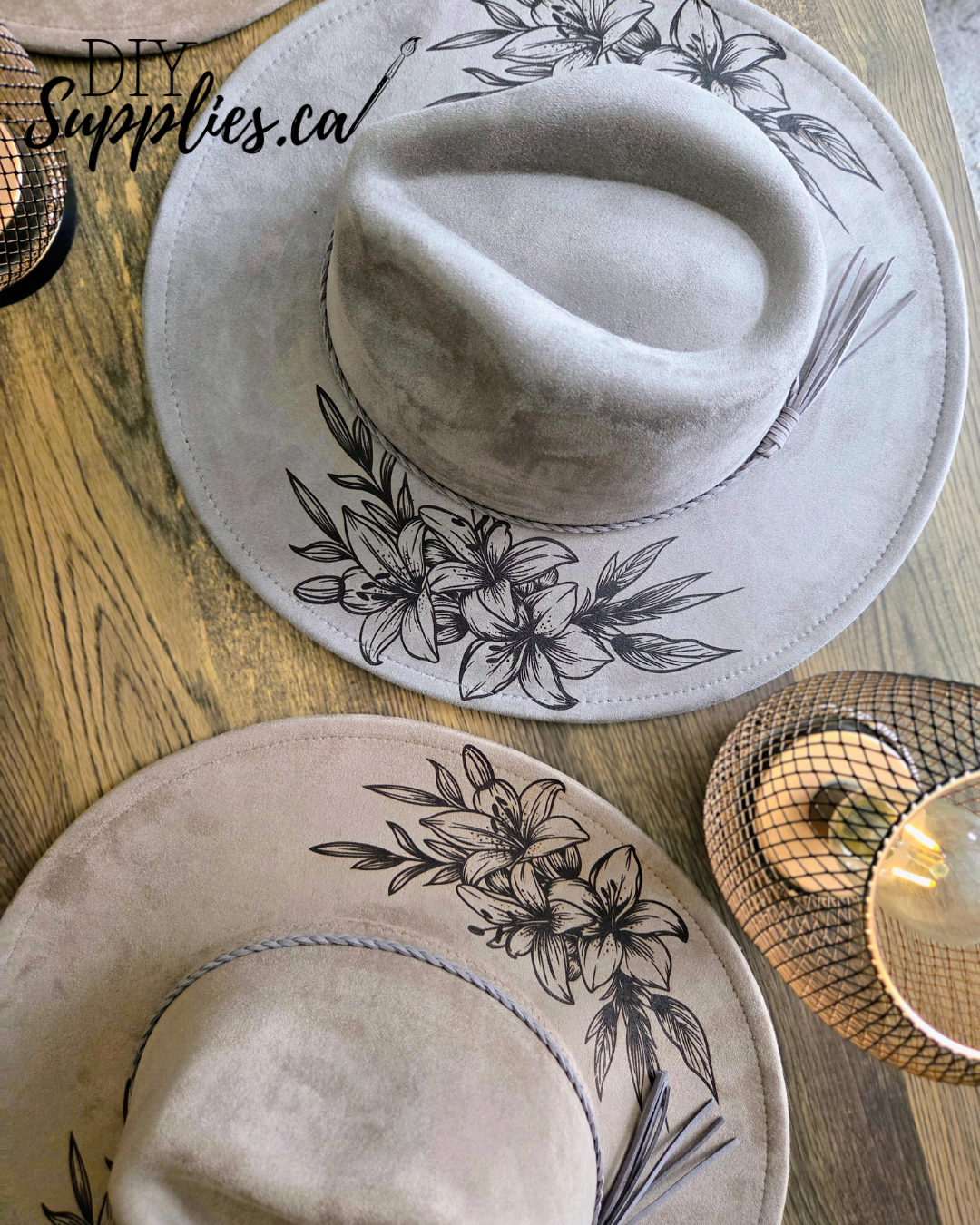 Lovely Lilies Cowgirl Hat - Burnt & Brushed Art Hat