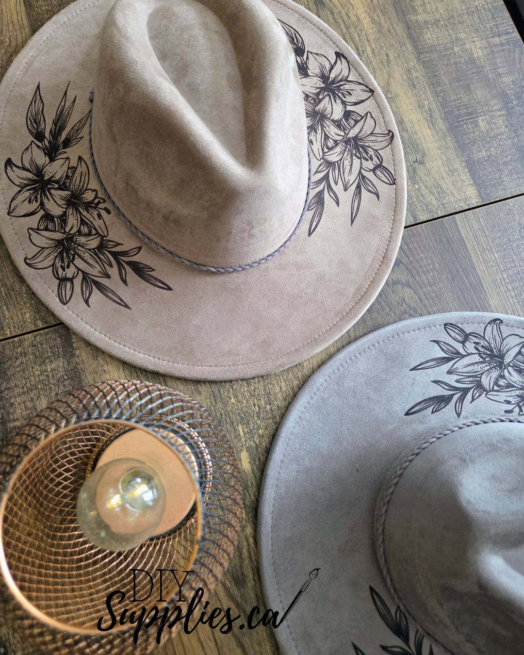 Lovely Lilies Cowgirl Hat - Burnt & Brushed Art Hat