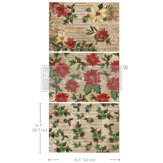 Prima Redesign Decoupage Decor Tissue Paper Pack - Pointsettias