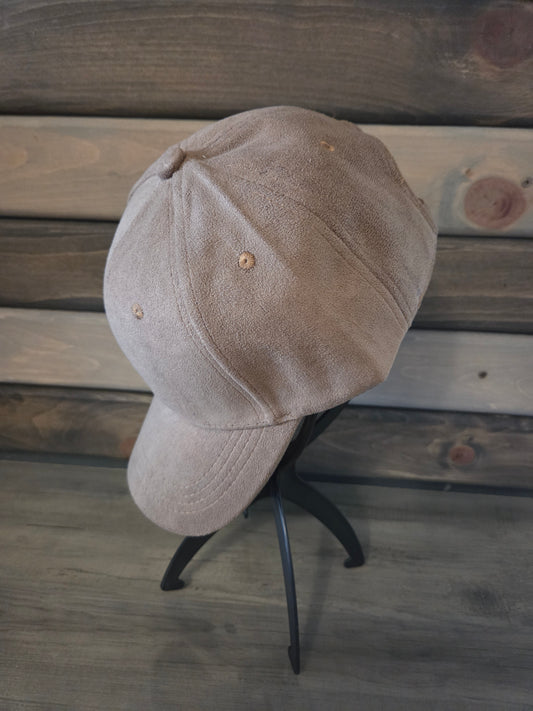 Suede Baseball Cap Plain - Light Brown