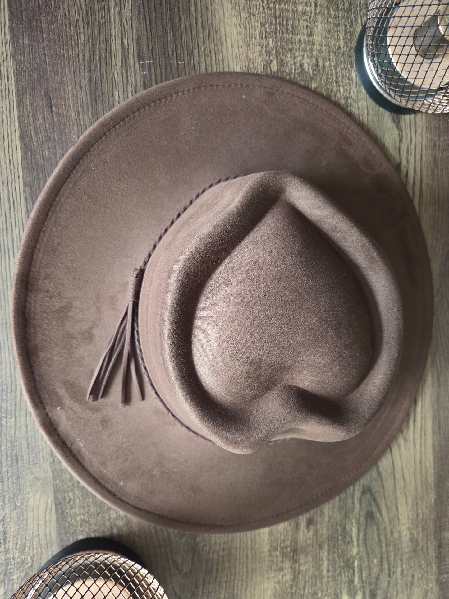 Heart Crown Brown Seude Hat Plain - Burnt & Brushed Collection