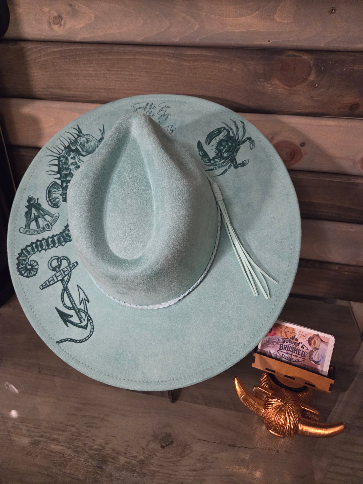 Custom Wide Brim - Burnt & Brushed Art Hat