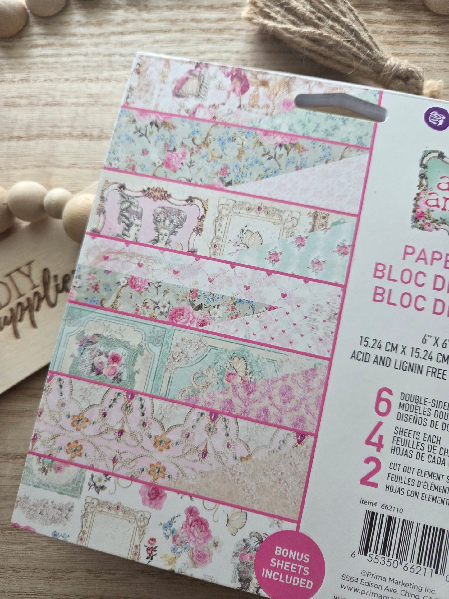 Prima Paper Pad  - 26 Piece 6" x 6" Pad Avec Amour