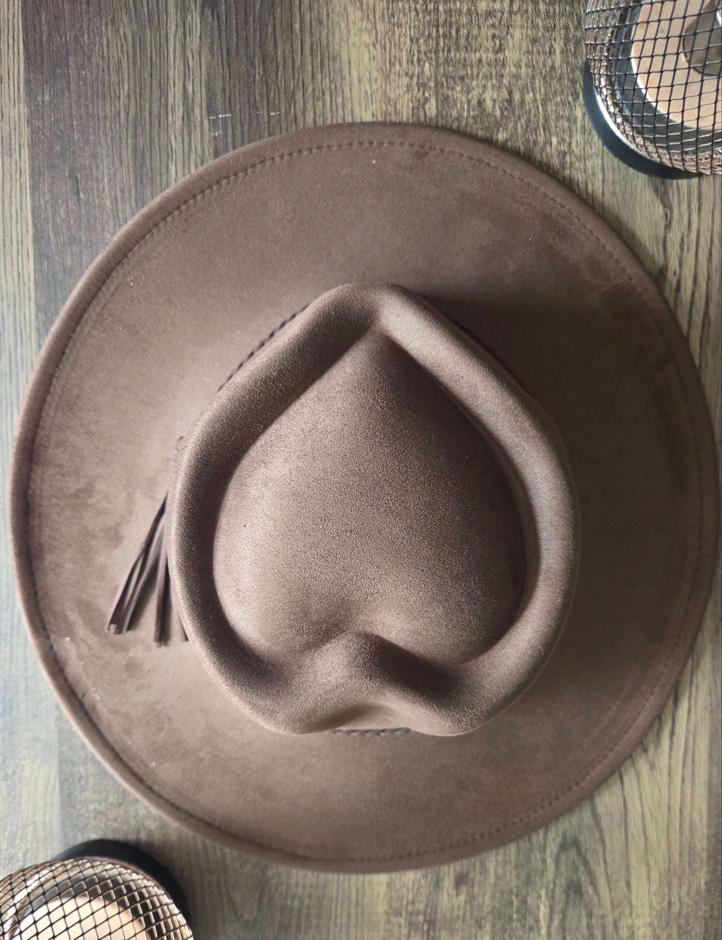 Heart Crown Brown Seude Hat Plain - Burnt & Brushed Collection