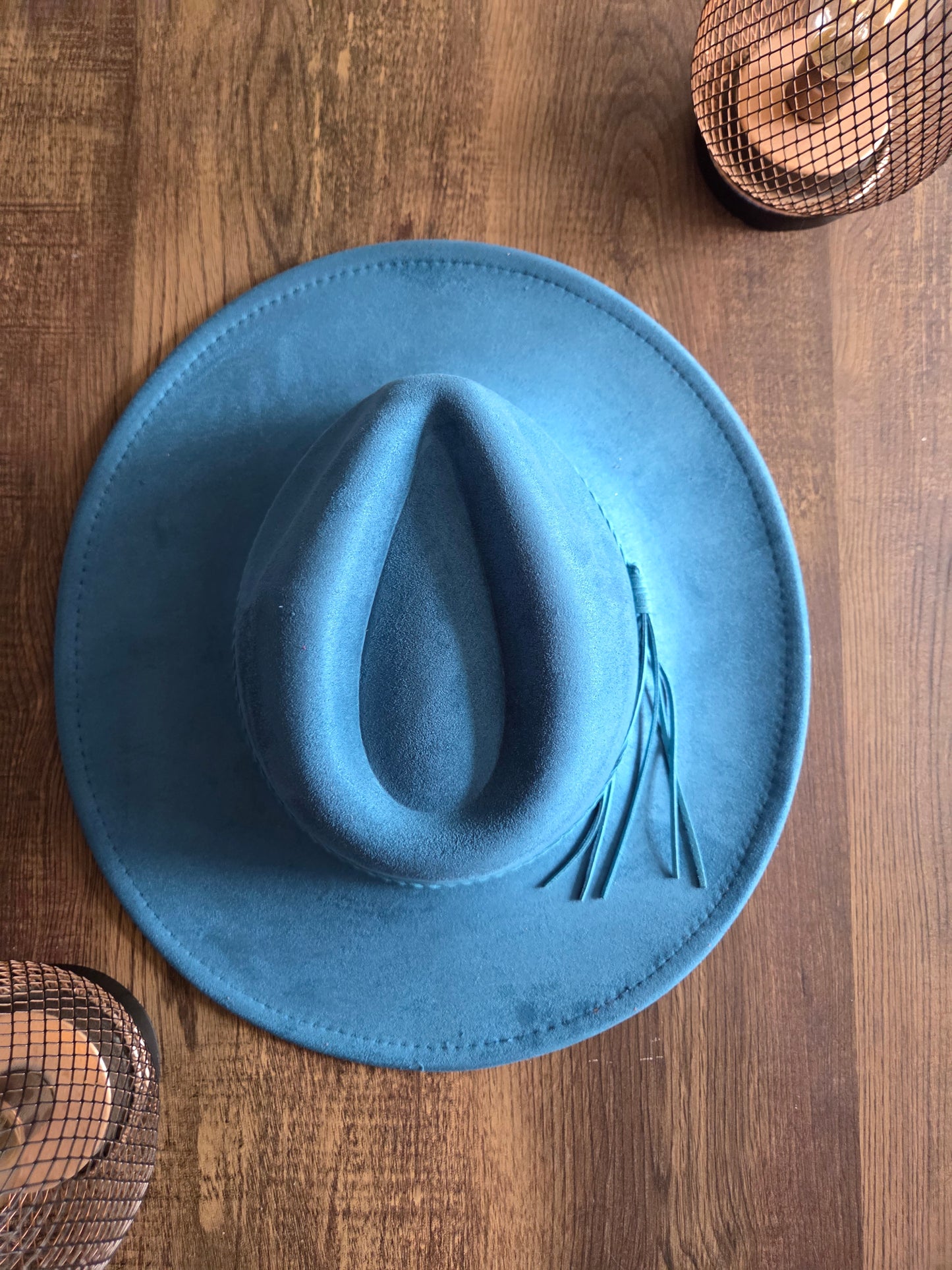 Plain Tear Drop Blue Burnt & Brushed Hat Blank