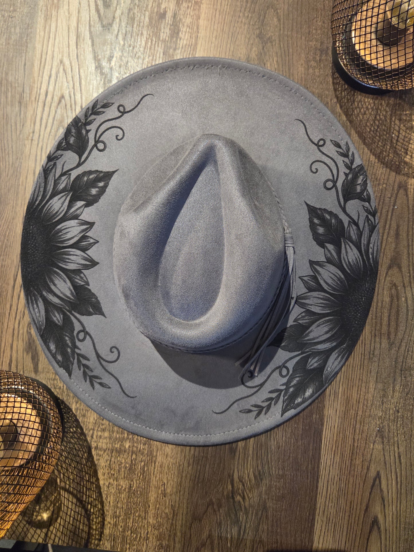 Sunflowers Cowboy Hat - Burnt & Brushed Art Hat