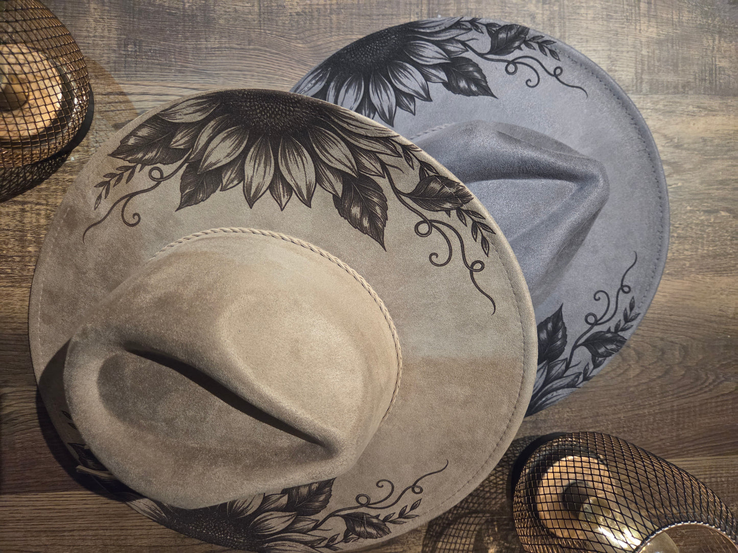 Sunflowers Cowboy Hat - Burnt & Brushed Art Hat