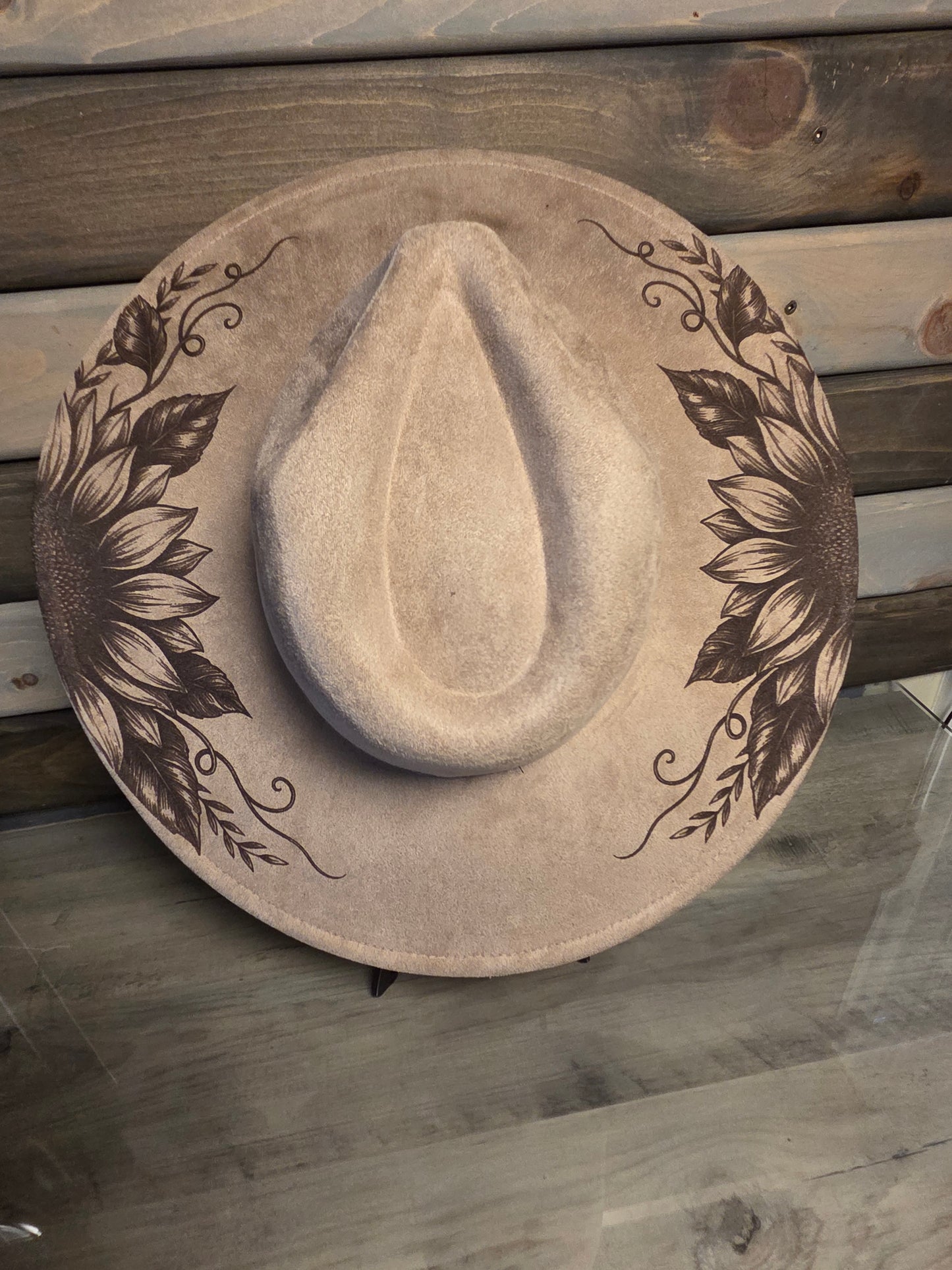 Sunflowers Cowboy Hat - Burnt & Brushed Art Hat