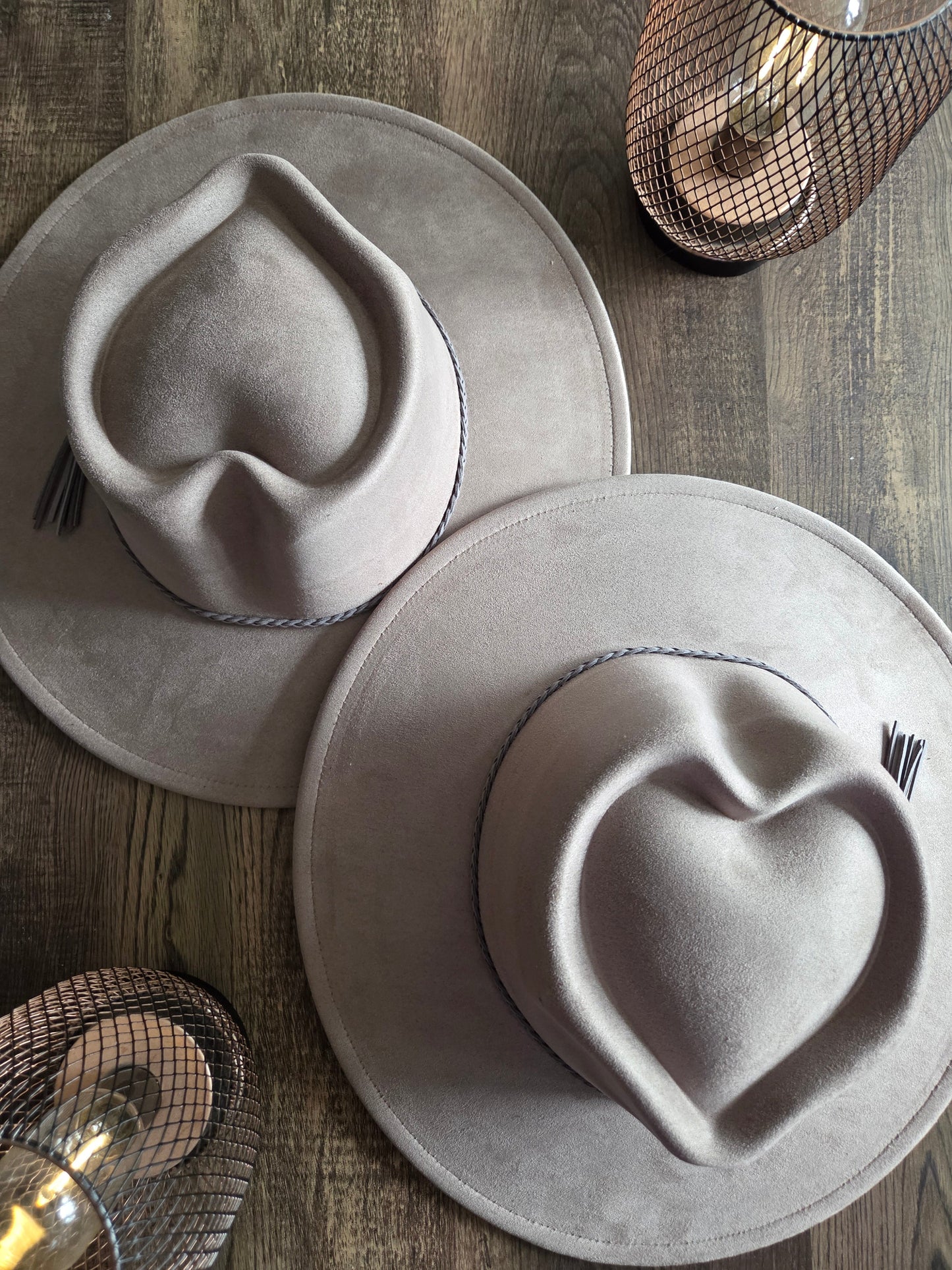 Heart Crown Grey Suede Hat Plain - Burnt & Brushed Collection