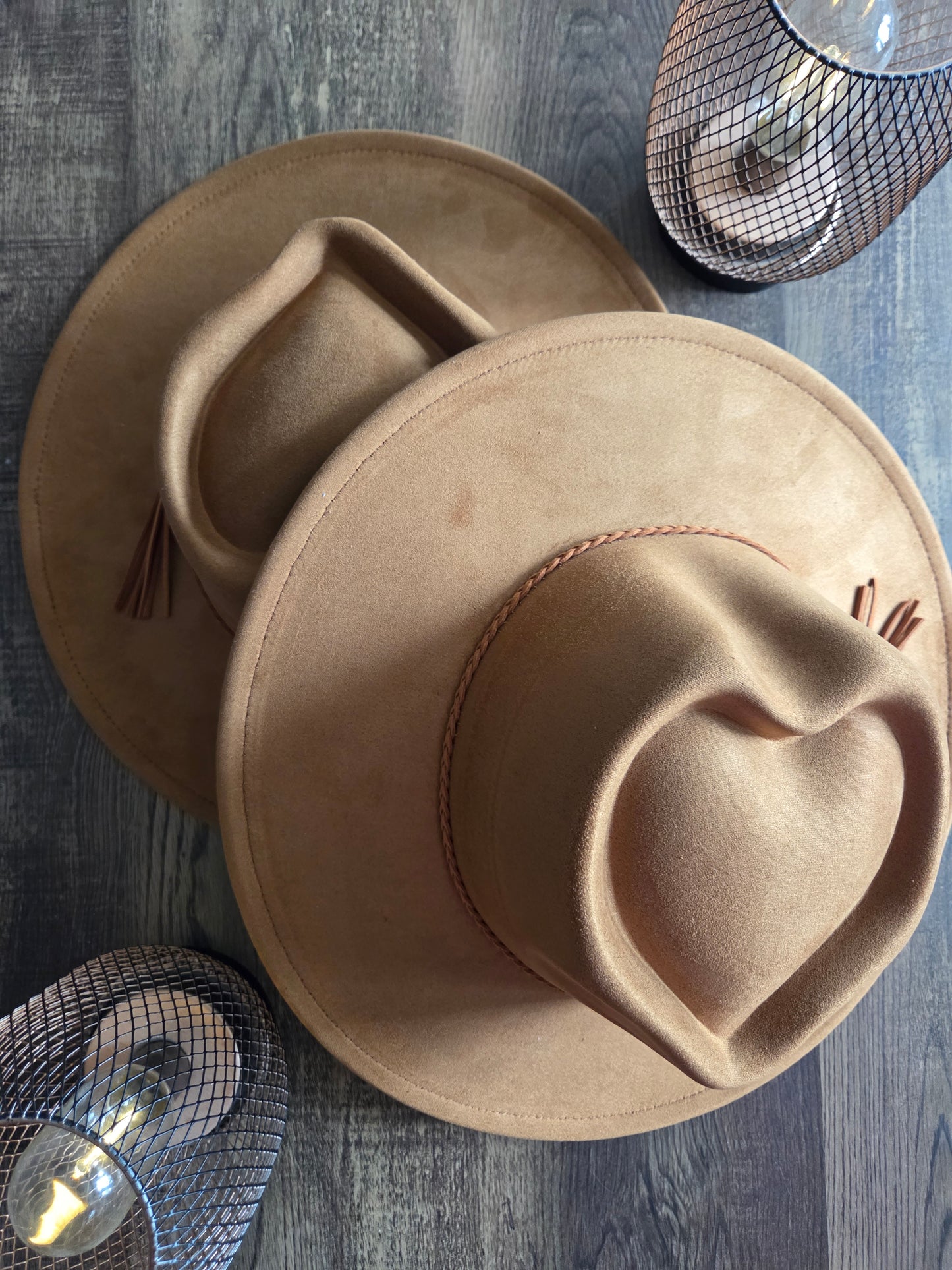 Heart Crown Camel Suede Hat Plain - Burnt & Brushed Collection