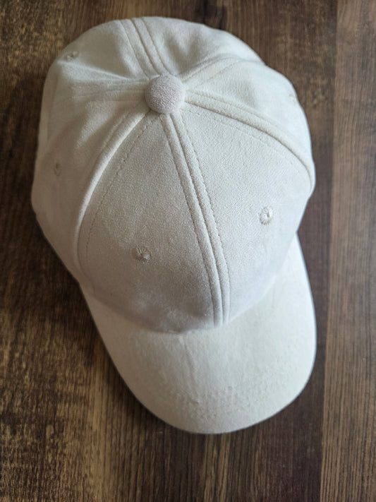 Suede Baseball Cap Plain - White