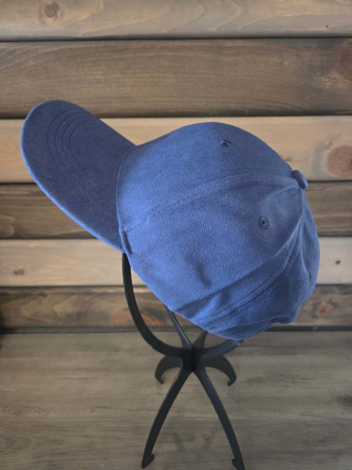 Suede Baseball Cap Plain - Navy Blue