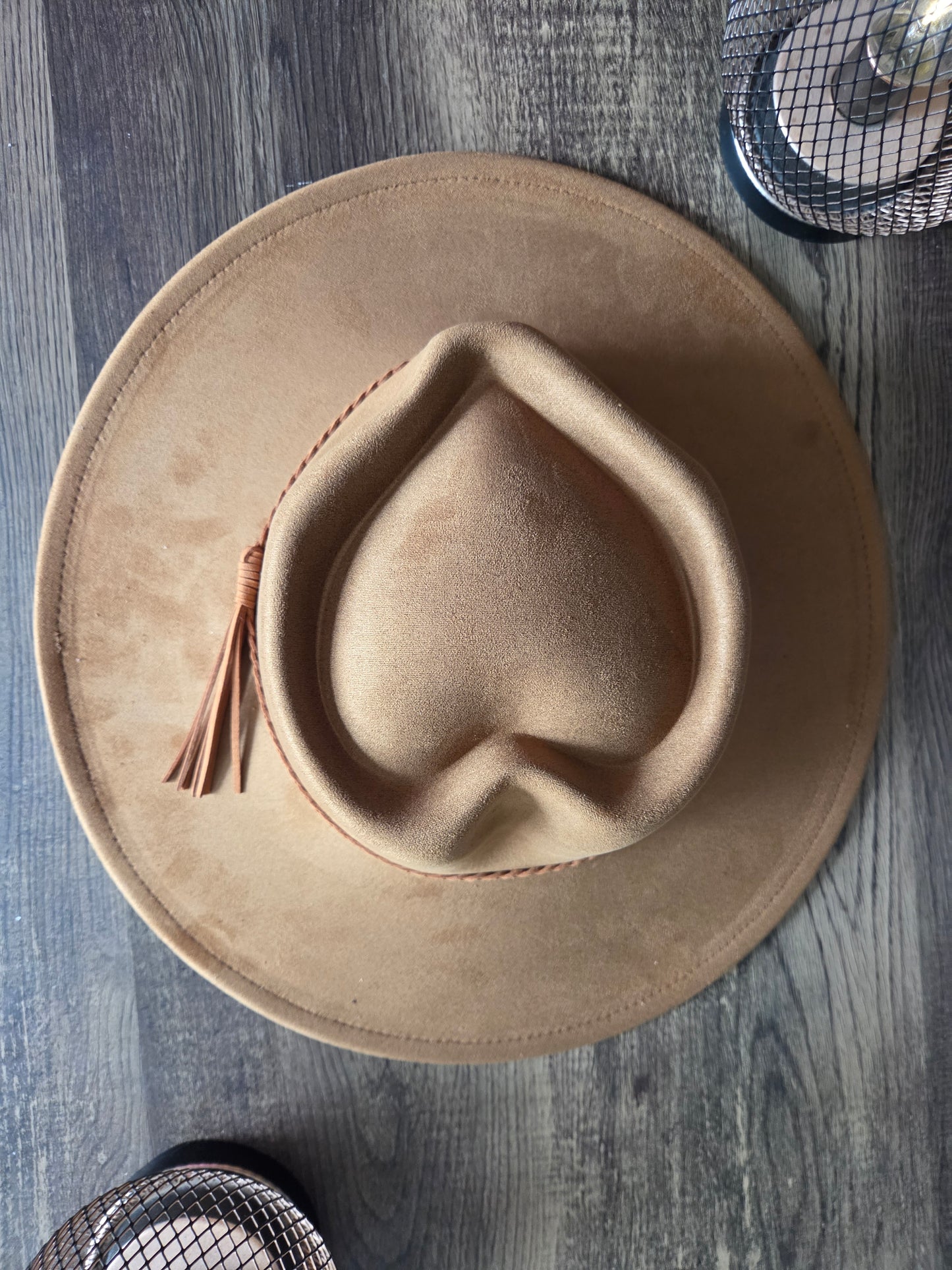 Heart Crown Camel Suede Hat Plain - Burnt & Brushed Collection