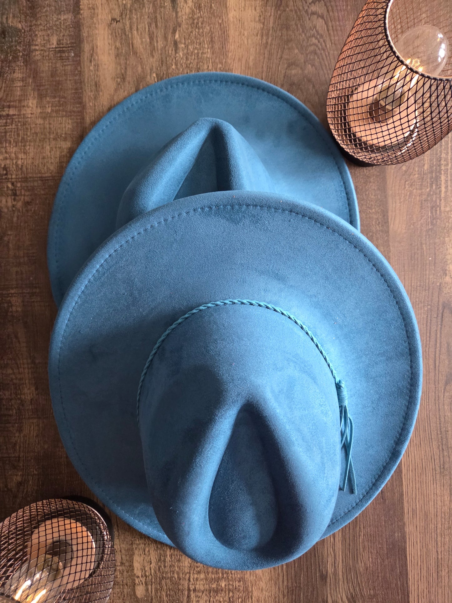 Plain Tear Drop Blue Burnt & Brushed Hat Blank