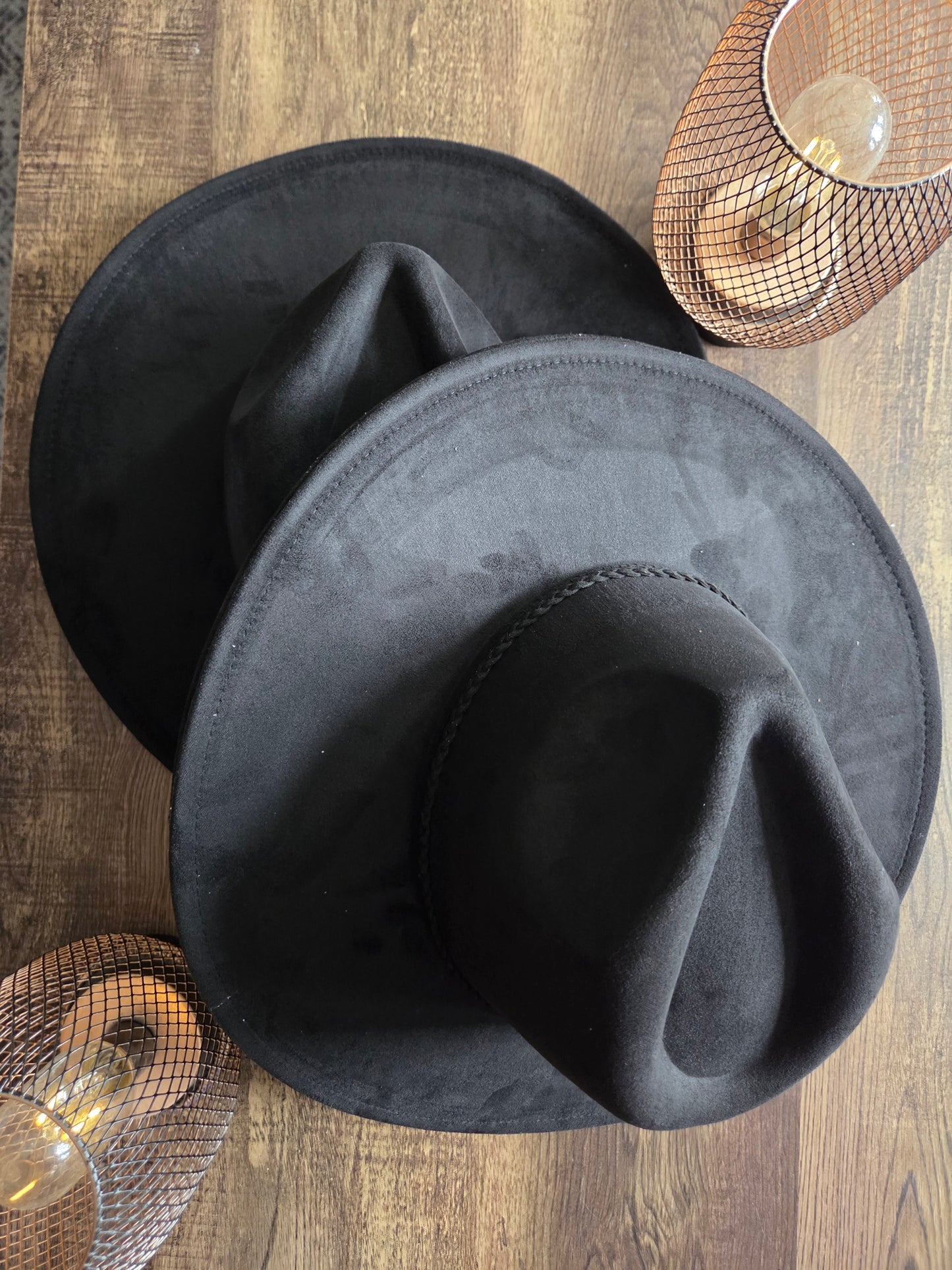 Plain Tear Drop Black Burnt & Brushed Hat Blank