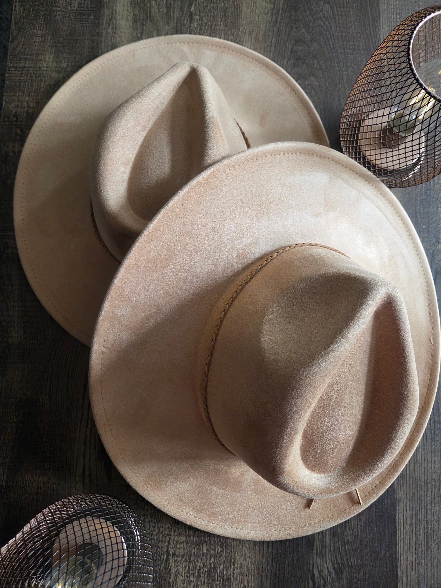 Plain Tear Drop Camel Burnt & Brushed Hat Blank