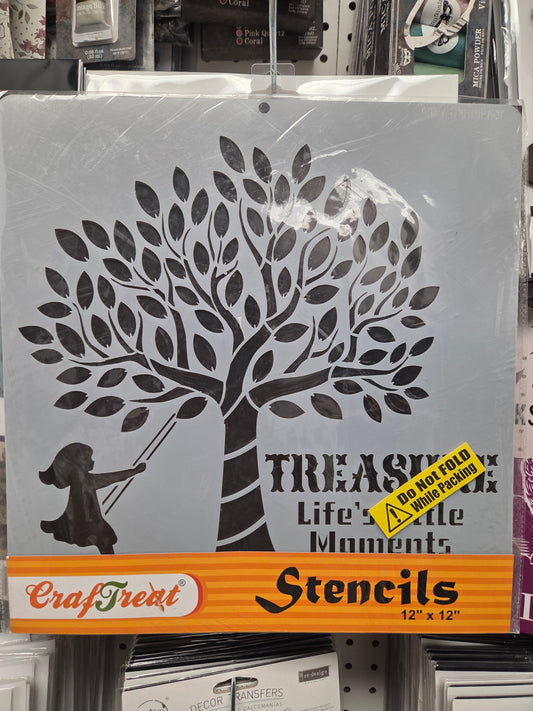 Plastic Stencil – Treasure Life's Moments 12 inch x 12 inch