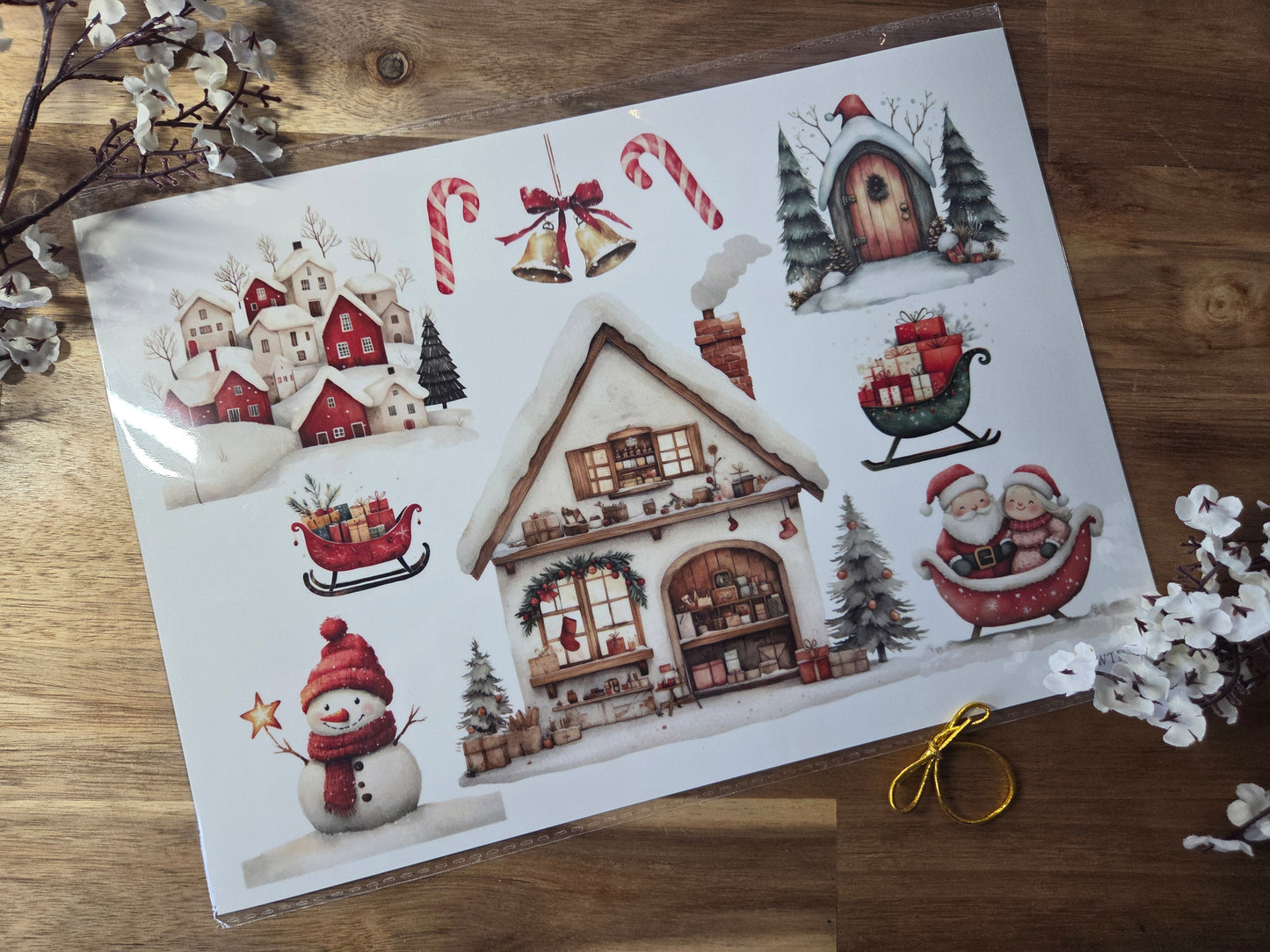 Water Transfer - Snow Village 8.5 x 11  Transfer Sheet