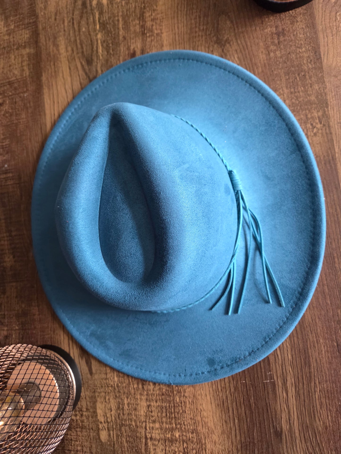 Plain Tear Drop Blue Burnt & Brushed Hat Blank