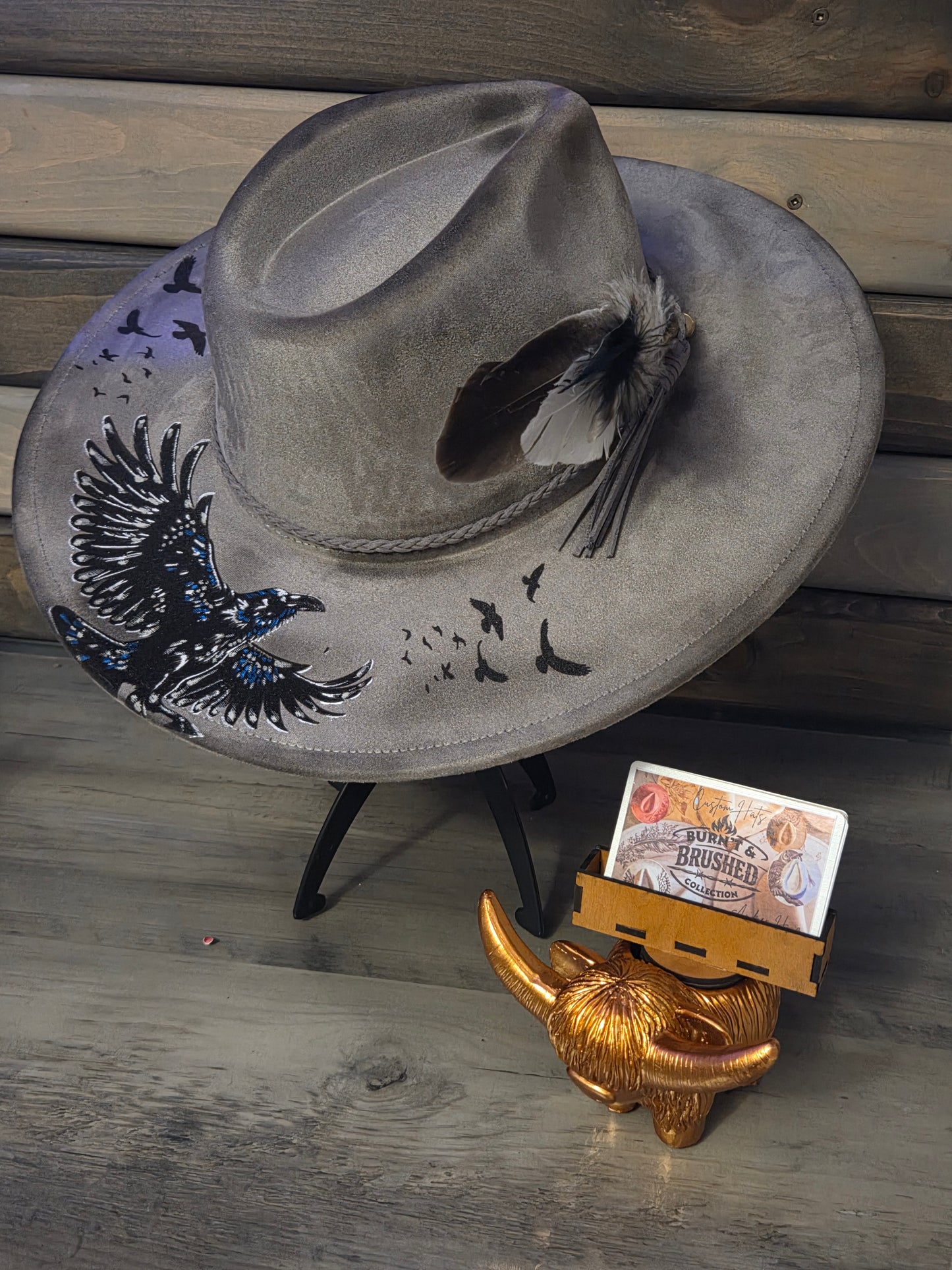 Custom Wide Brim - Burnt & Brushed Art Hat