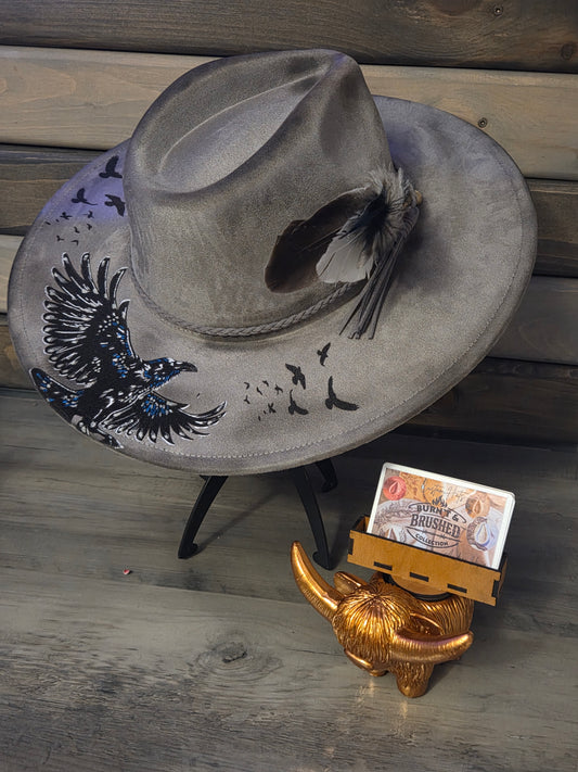 Custom Wide Brim - Burnt & Brushed Art Hat