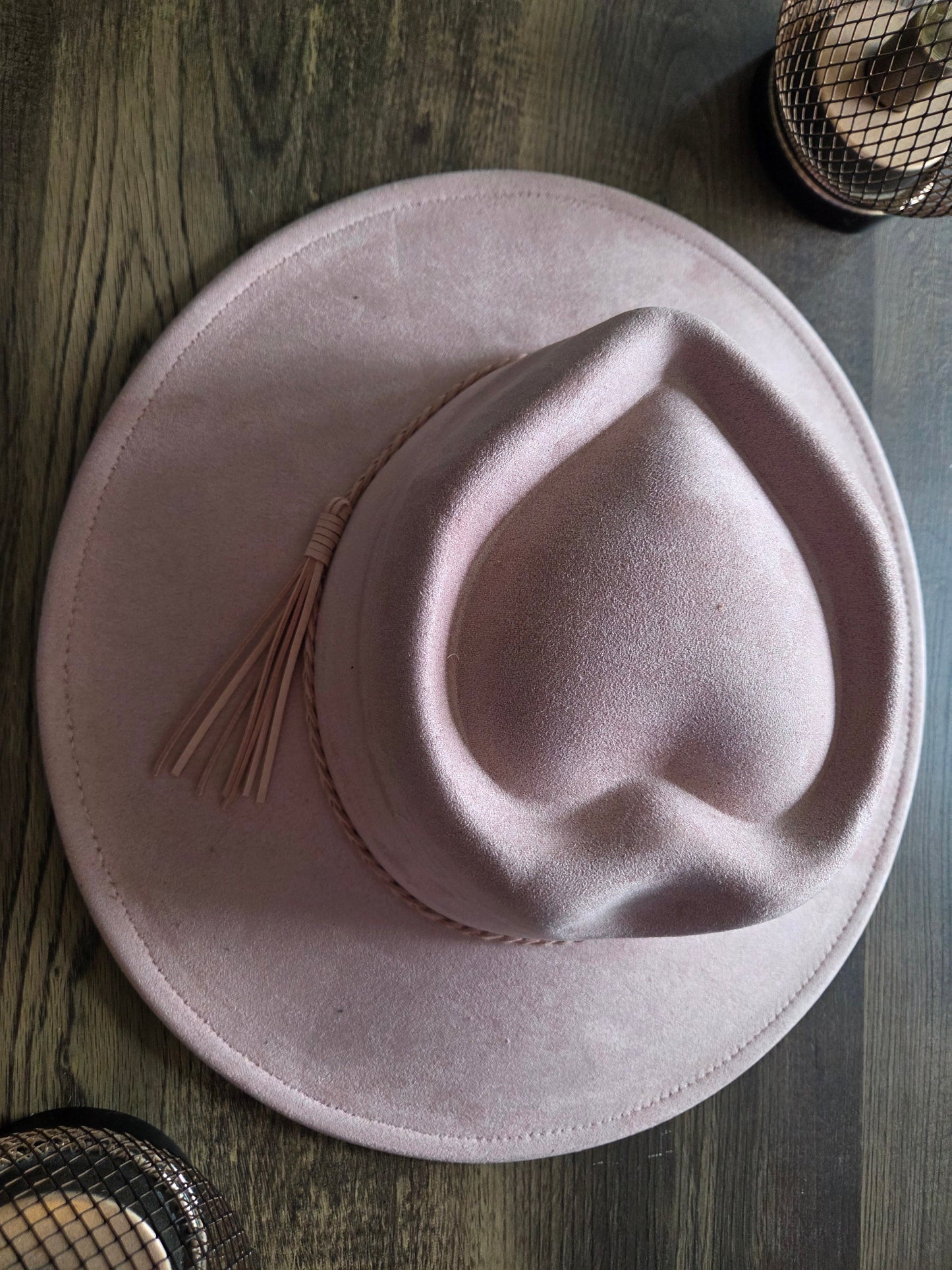 Heart Crown Blush Suede Hat Plain - Burnt & Brushed Collection