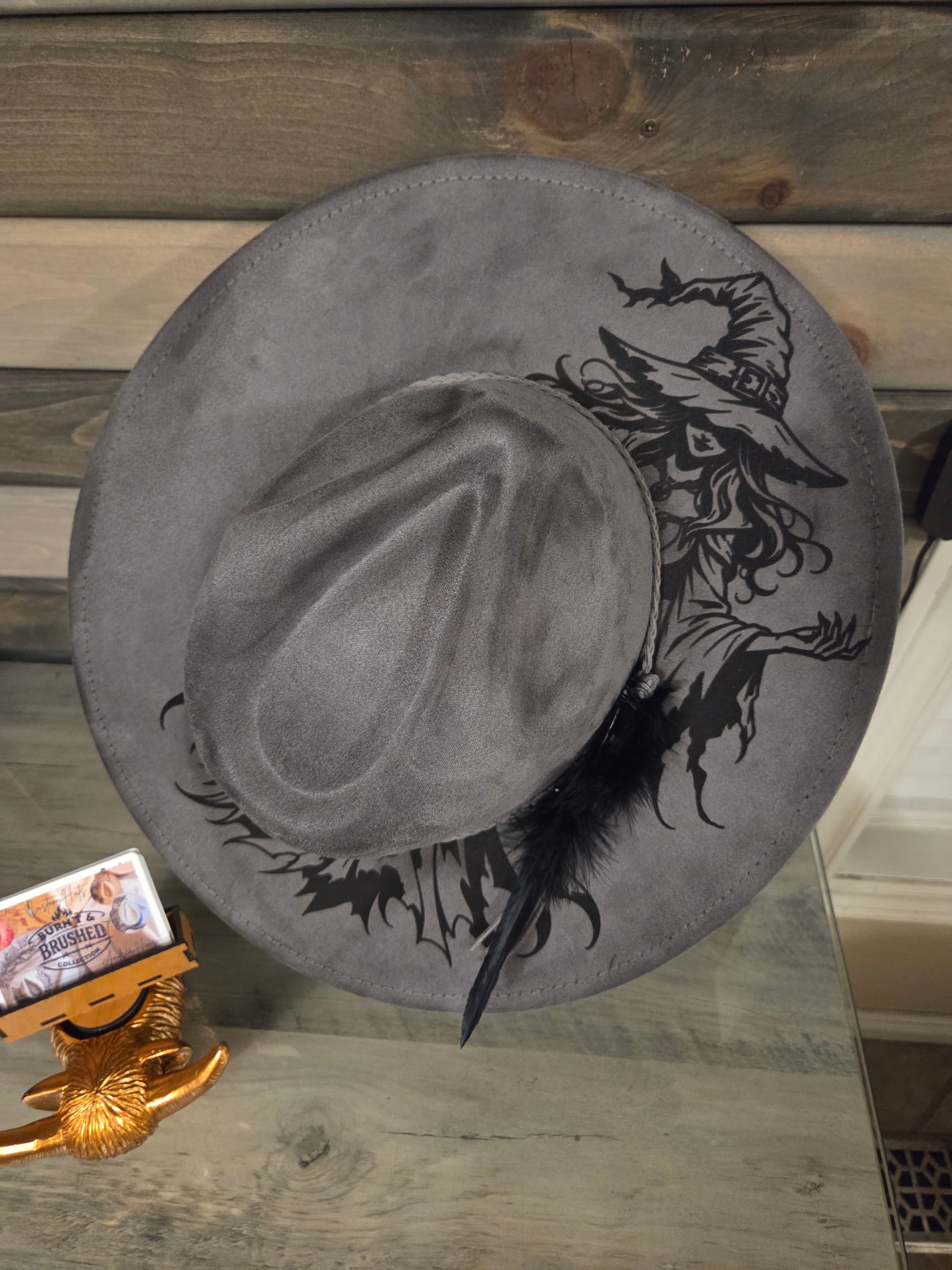 Custom Wide Brim - Burnt & Brushed Art Hat