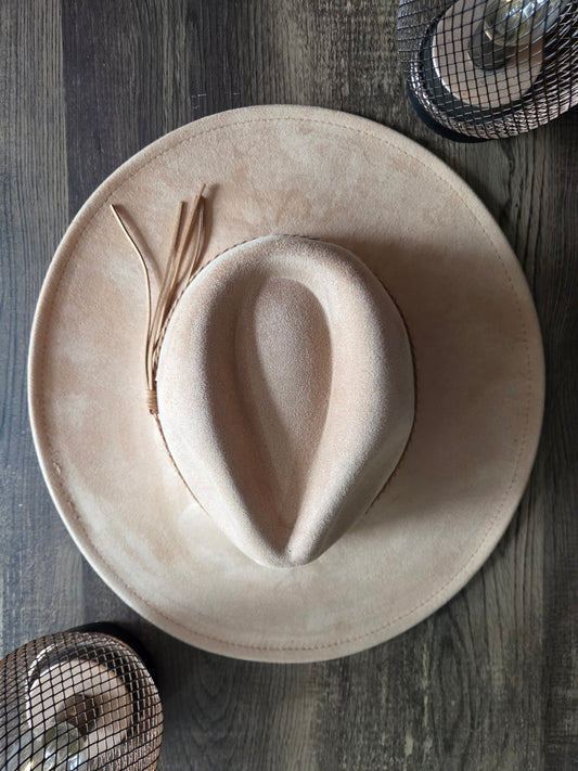 Plain Tear Drop Camel Burnt & Brushed Hat Blank