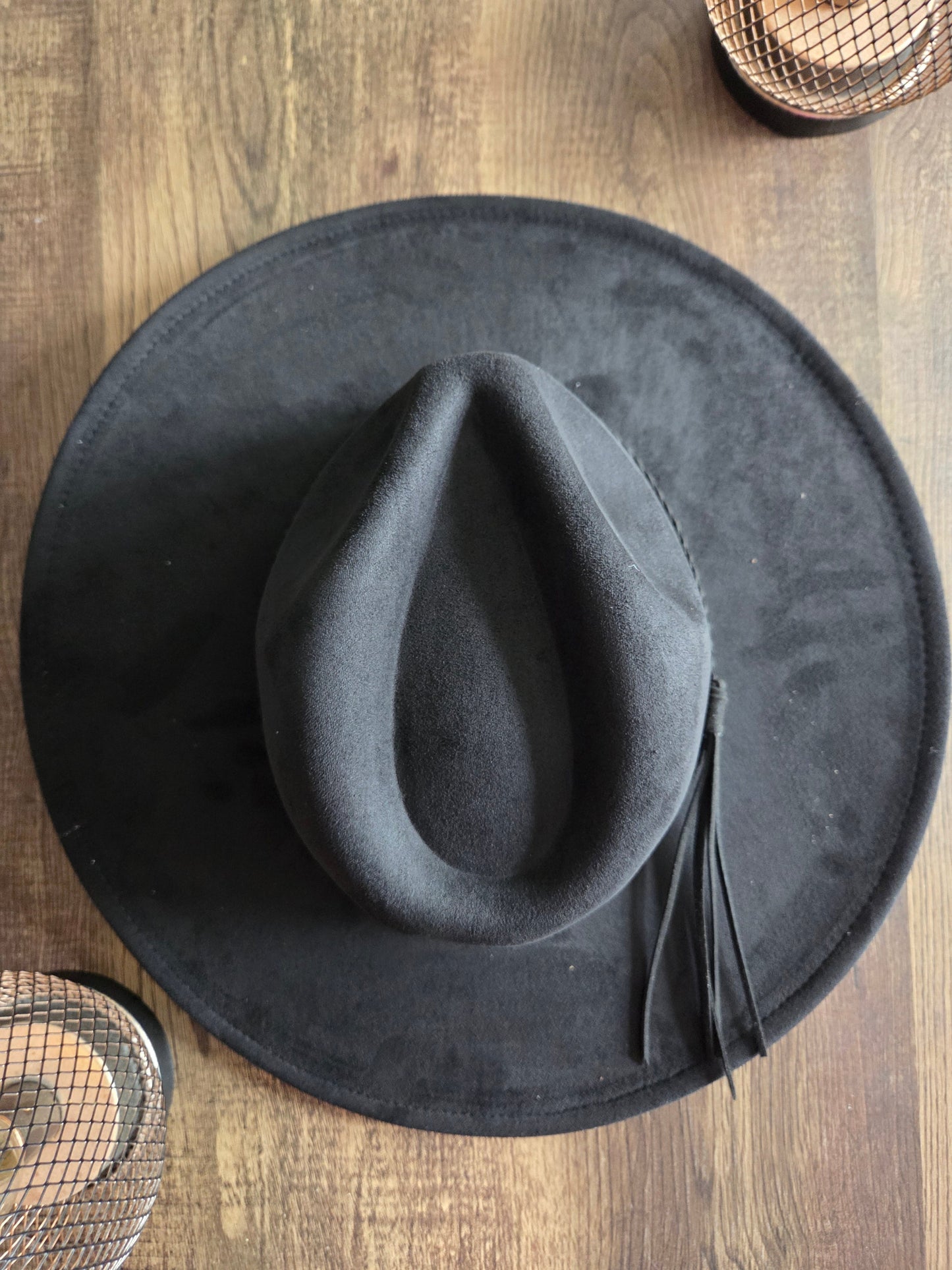 Plain Tear Drop Black Burnt & Brushed Hat Blank