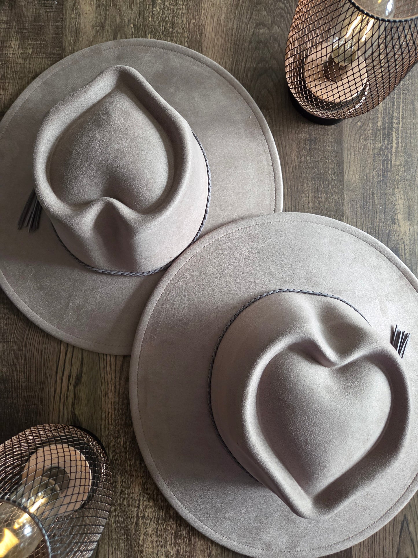 Heart Crown Grey Suede Hat Plain - Burnt & Brushed Collection