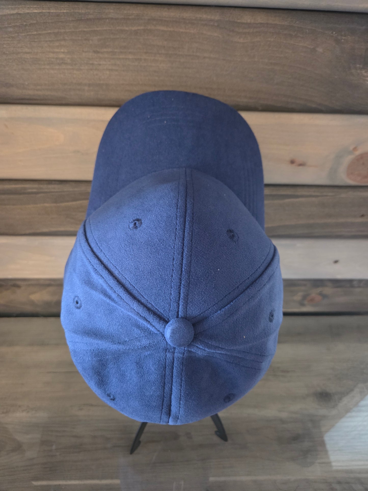 Suede Baseball Cap Plain - Navy Blue