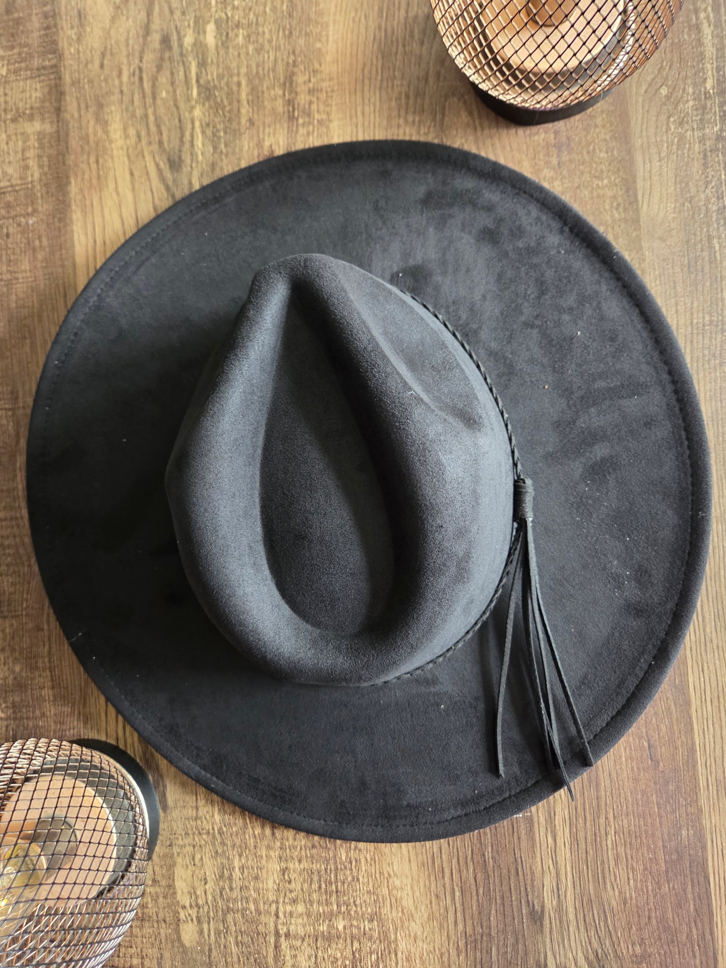 Plain Tear Drop Black Burnt & Brushed Hat Blank